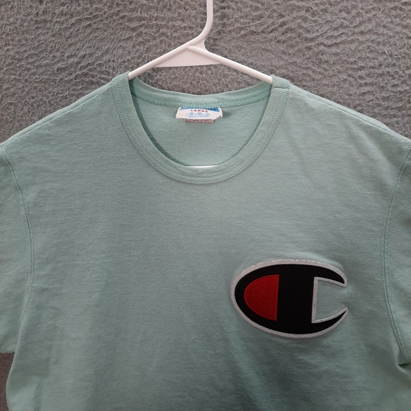 Vintage Champion Shirt Adult Large Blue Big Logo Y2K 2000s Sports Retro Tee - Picture 8 of 10